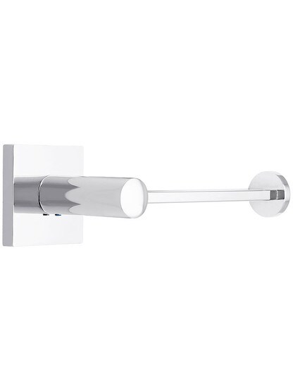 Contemporary Brass Toilet-Paper Holder with Square Rosette in Polished Chrome.